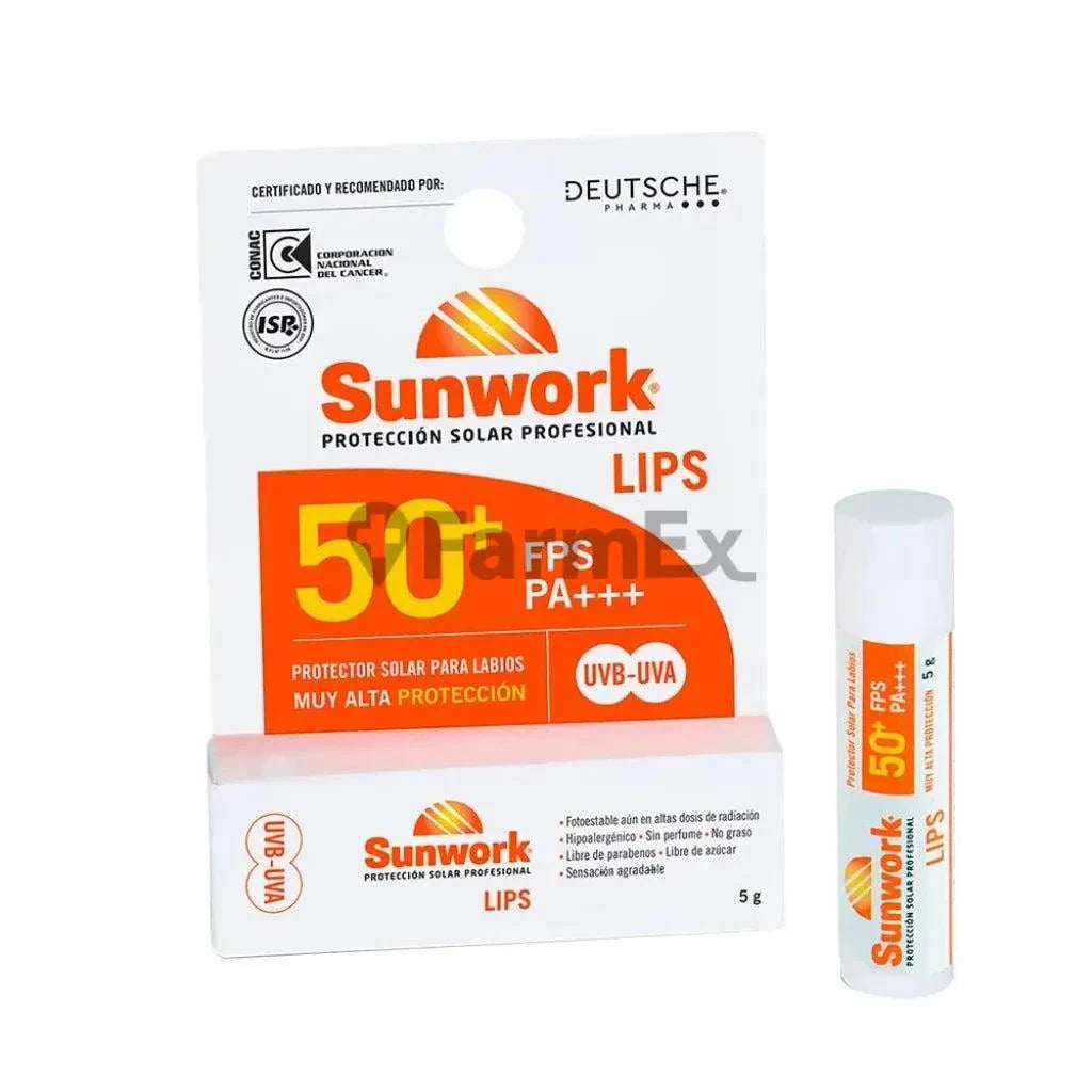 Sunwork Lips FPS 50+ x 5 g Farmex-Fonasa-Persistente